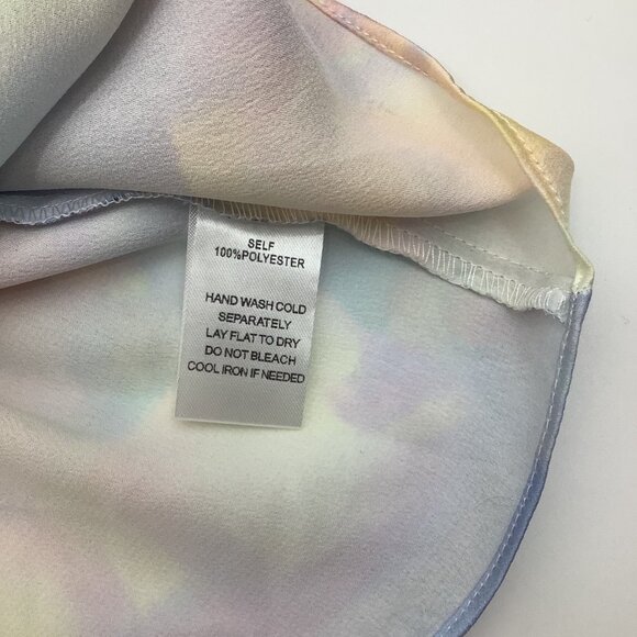 FATE Tie Dye Watercolor Pink Blue Cold Shoulder Ballon Sleeve Blouse Small - Picture 5 of 5